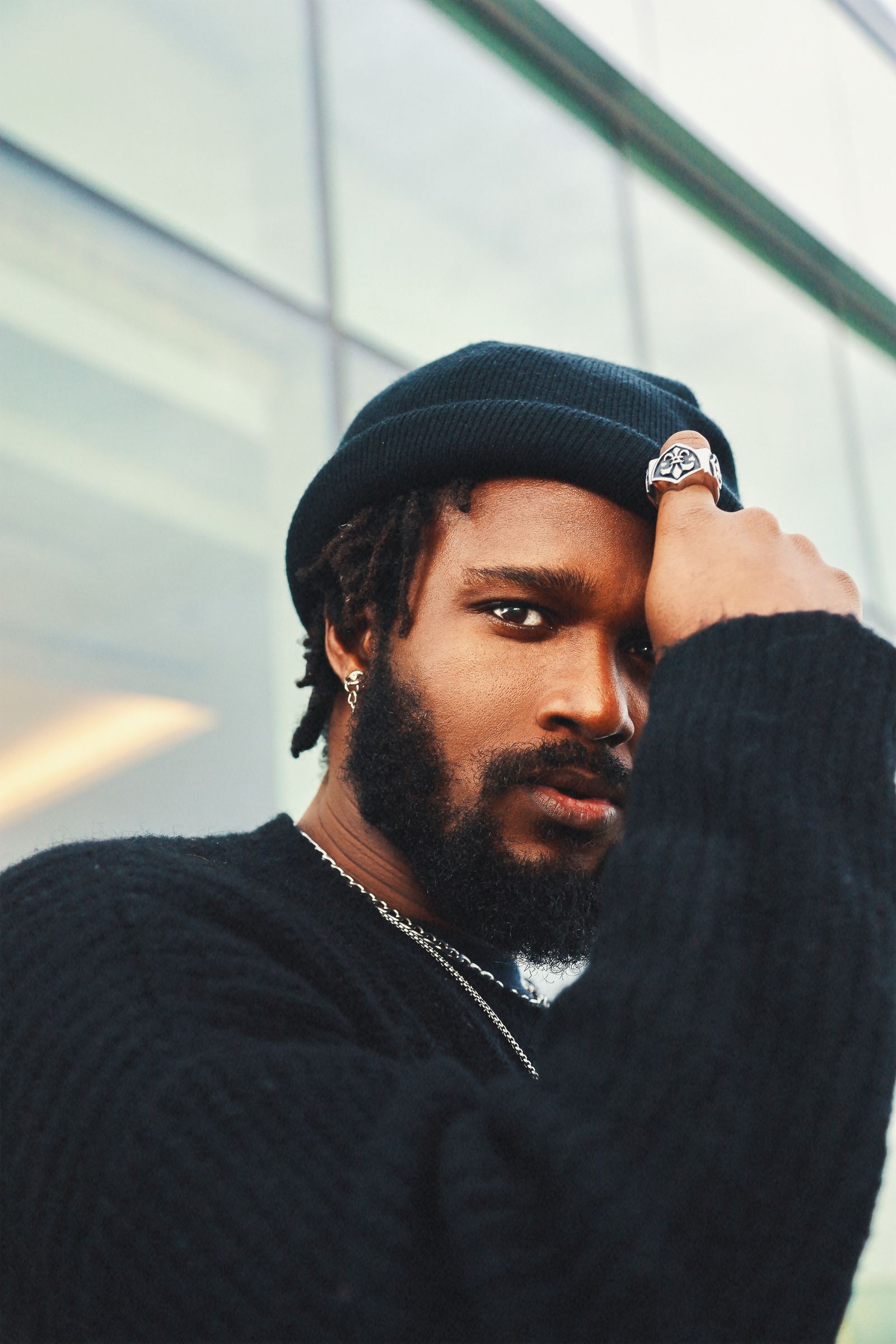 S.C.U.D. portrait, black beanie